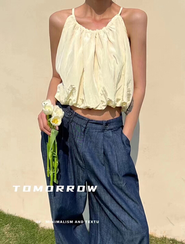 New in early summer! [K2 design] South Korea hanging neck style puffy blouse (only selling blouses) s76# WTT
