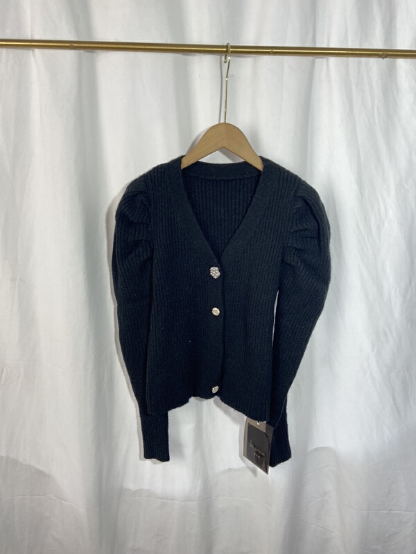 [Yi show store] V-neck single breasted western style knitted cardigan 1272# Cl