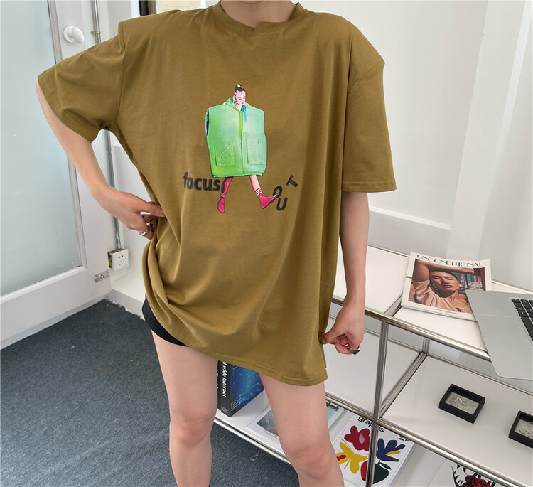[open] cartoon loose and versatile short sleeved T-shirt (T-shirt only) 3783# ozq