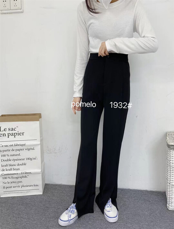 New year in early spring! [grapefruit] medium high waist slit straight pants 1932# hjy