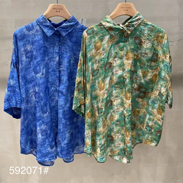 [fabric] broken flower comfortable Korean shirt 592071# L
