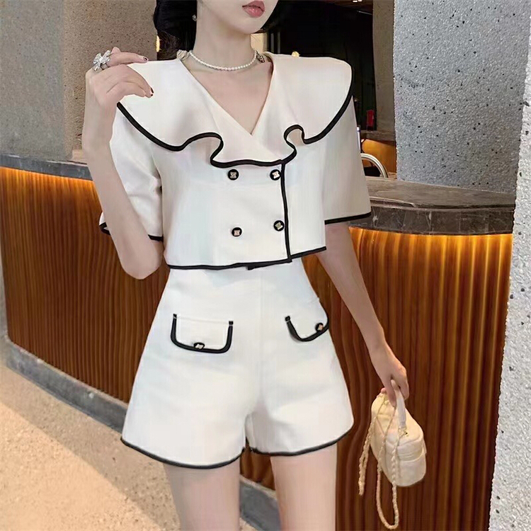 [DS] xiaoxiangfeng celebrity temperament short coat + contrast casual Shorts Set 22112d# XYJ