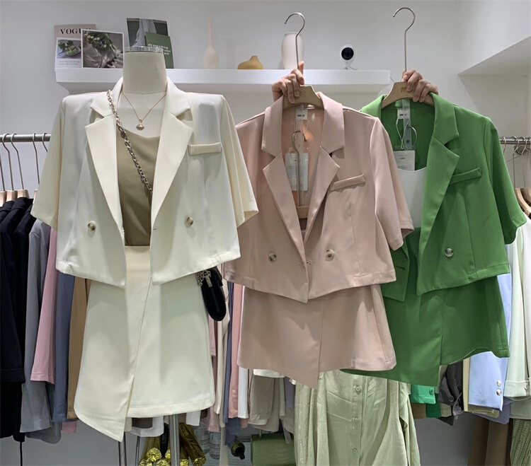 goods in stock! New in early summer! [Fanke Fanke] Korean Short Short Sleeved suit + A-shaped irregular skirt suit 12078# XJ