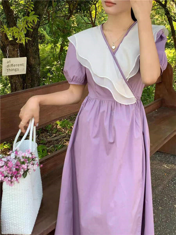 [Xiangli] fashion style lotus leaf collar dress 8897# PCZ