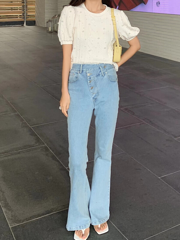 [u Nara] irregular design high waist flare jeans 81086# WPL