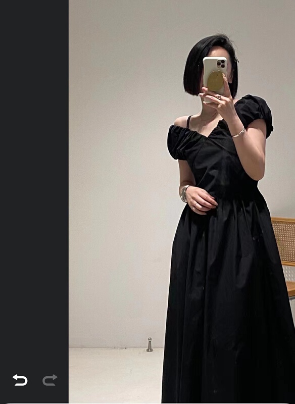 [cottoncandy] elegant sexy V-neck leaky shoulder dress 22s508# XJ