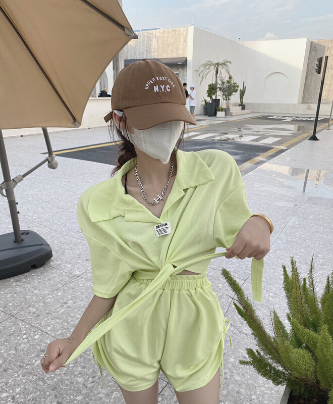 [M.H] small design Short Sleeve T-Shirt + comfortable casual short two piece suit 8288# PCZ