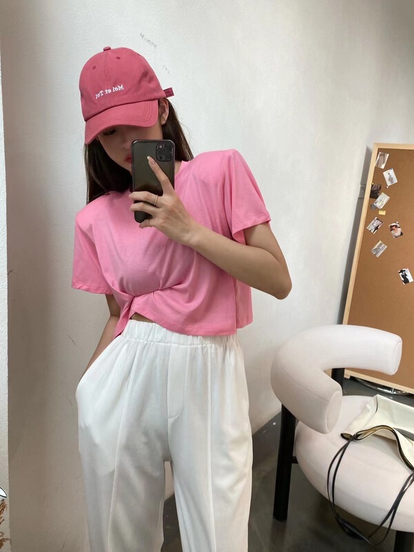 New in early summer! [modern 197] fashion simple solid color versatile short sleeve T-shirt 0022# zyh