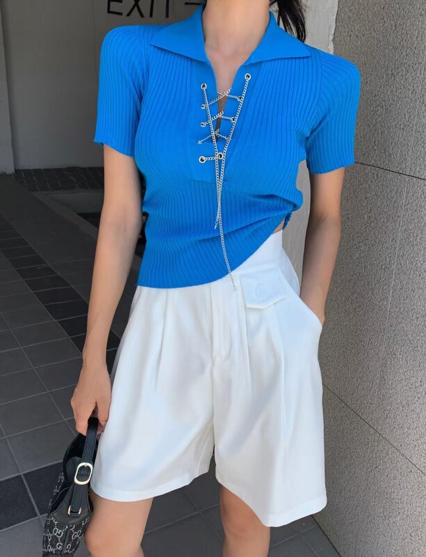 [s'seven] eye catching chain slim fit versatile T-shirt 096# XYJ