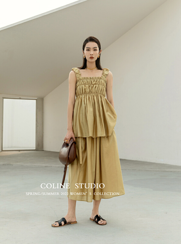 [Coline] lace up pleated lady skirt 2153a# hyy