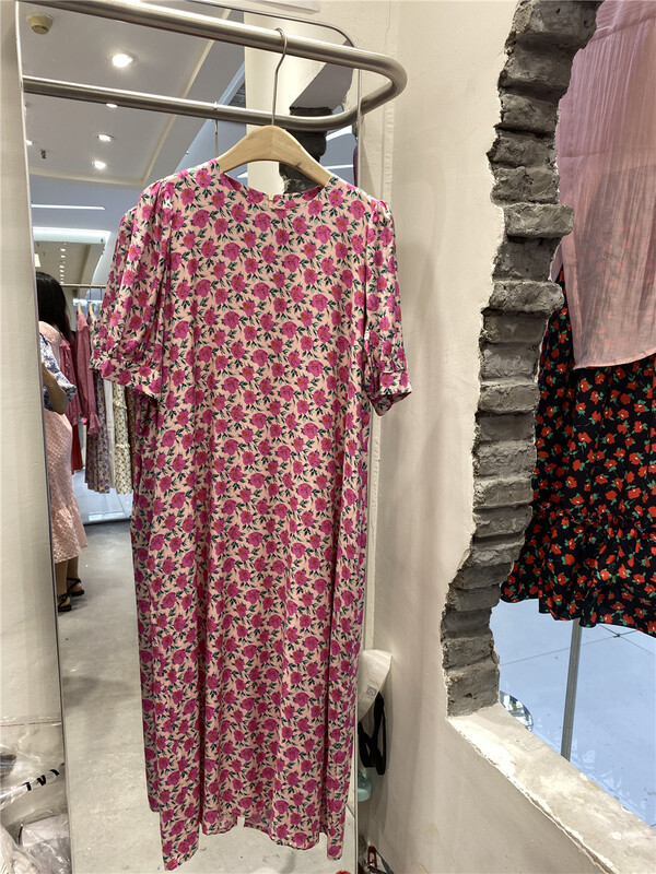 [FW] Vintage elegant round neck loose floral dress 3708# WPL
