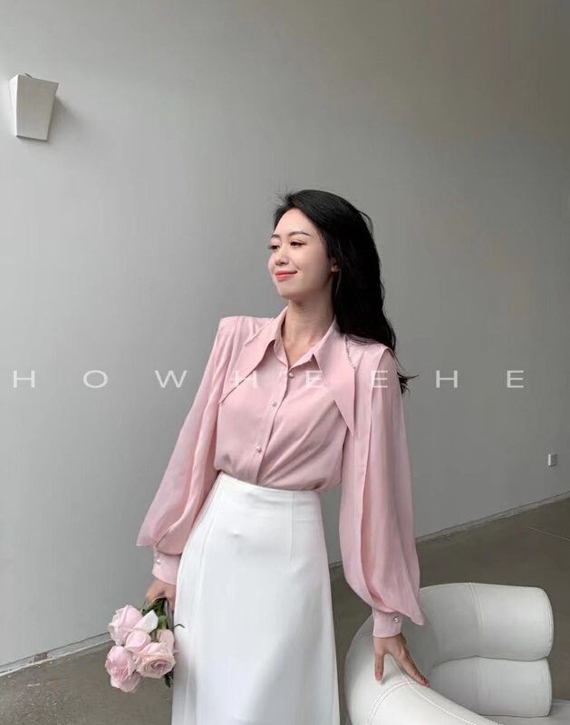 New year in early spring! [xiuxixi] light mature and chic soft yarn bead nailing shirt 9032# zxx