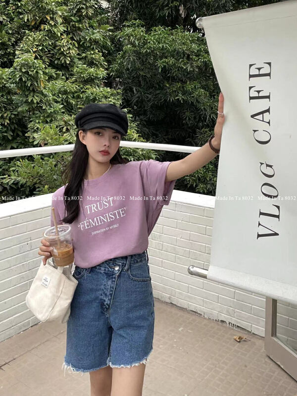 [TA +] Korean high quality letter printed short sleeve T-shirt 8032# XYY