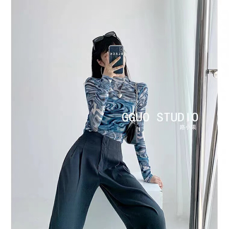 [Yuanxi · element] ice silk sunscreen long sleeve mesh thin bottomed shirt 29# WTT
