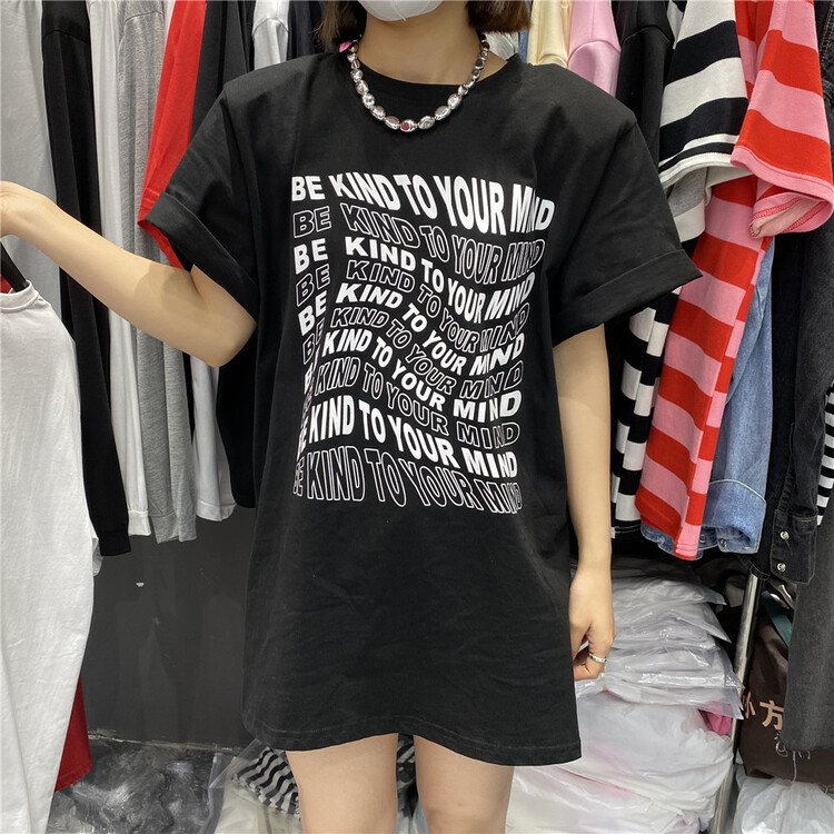 [ajroom] alphabet print personalized short sleeve T-shirt 3382# zxl