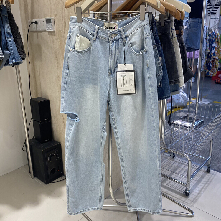 [by flow] color blocking niche fashion jeans w536# XYY