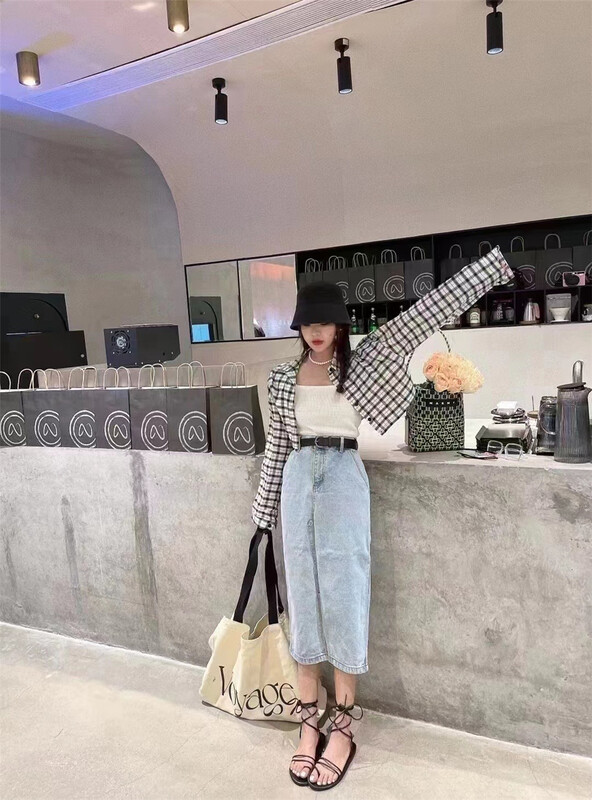 [x.xun] Korean fashion Plaid long sleeve short coat 7052# PCZ