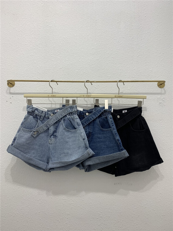 [u.she] Korean hem design denim shorts 035# cqw