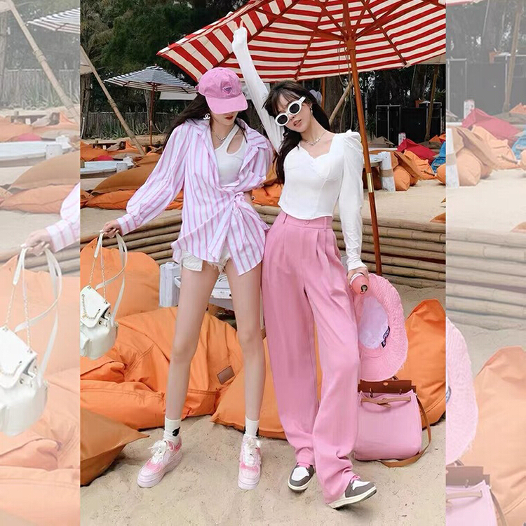 New year in early spring! [w design] ins sweet, cool and hot girl blouse + loose and casual wide leg trousers set 43111# WPL