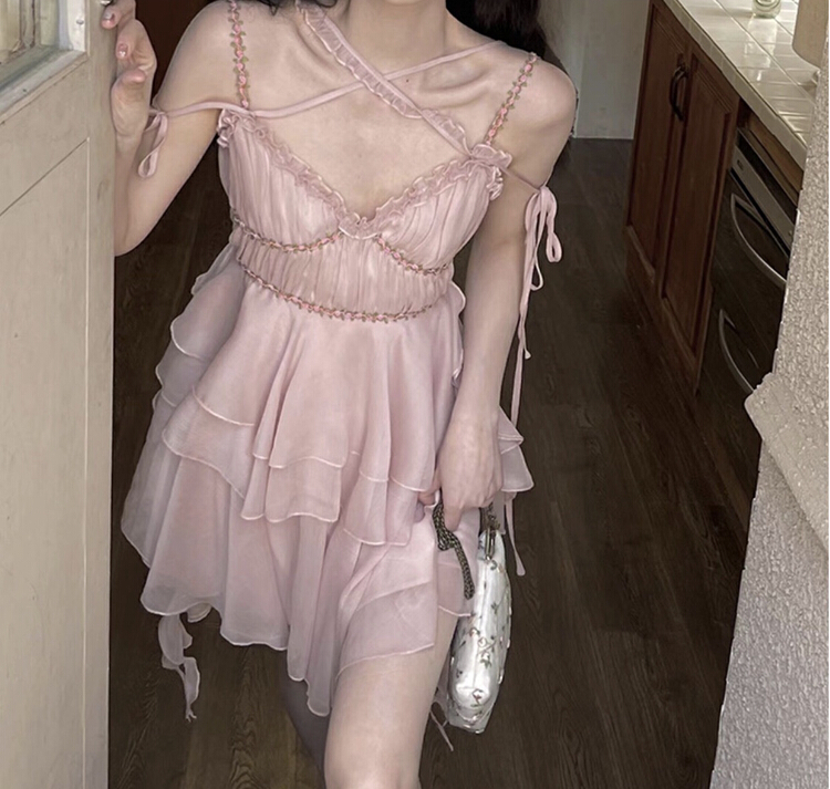 New in early summer! [w design] irregular ruffled suspender dress 12461# WPL