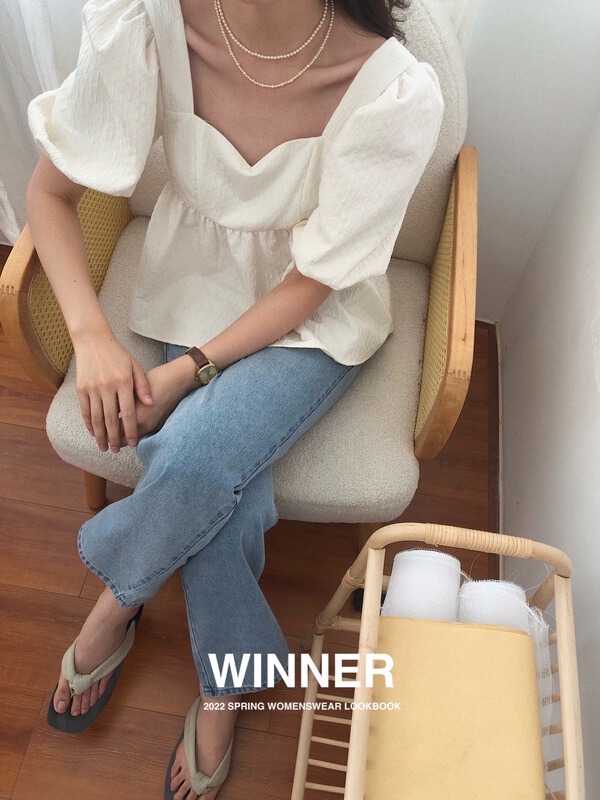 [winner] French Style Bubble Sleeve Shirt 8090# ll