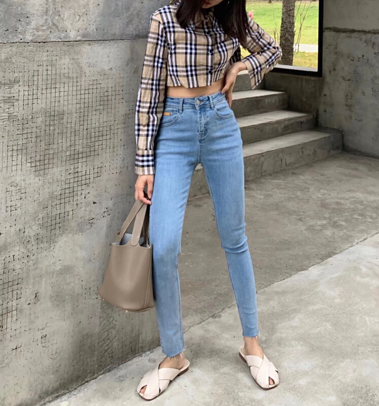 goods in stock! Early spring! [1980] Korean style simple and versatile high stretch comfortable jeans (jeans only) 2c63202# zyh