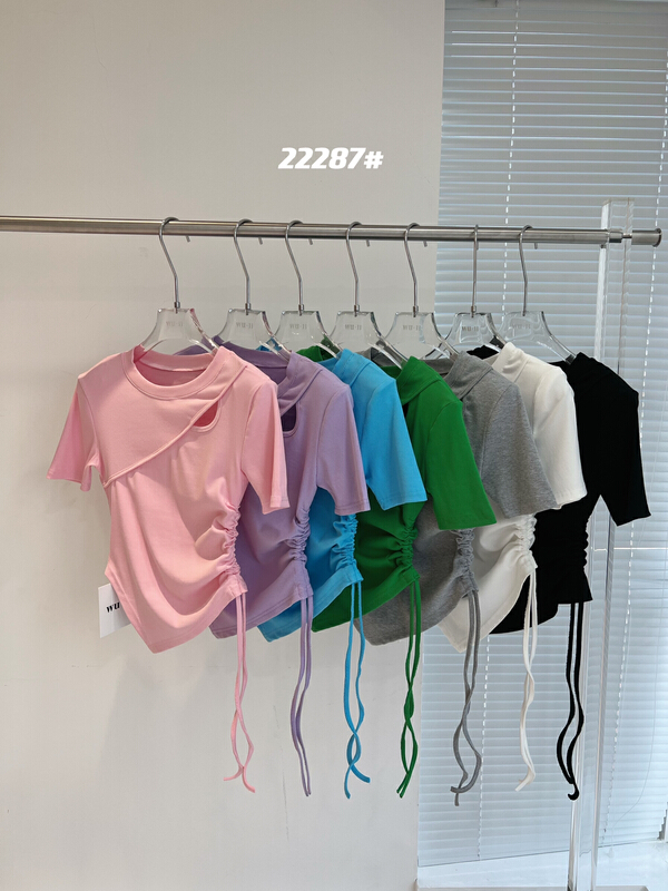 [Wu. 33] drawstring chic slim shirt 22287# WTT