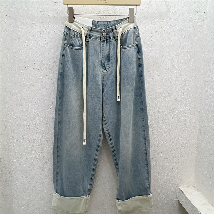 [Xiaoyan family] elastic waist color matching loose jeans 2003# XYJ