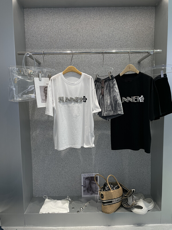 New in early summer! [bobo1972] Korean round neck loose heavy industry short sleeve T-shirt al226965# ozq