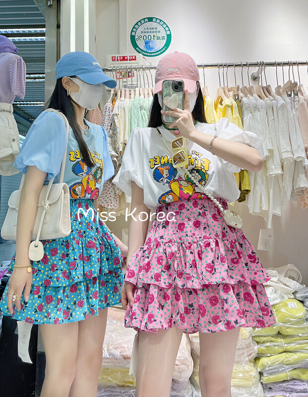 【MISS KOREA】卡通印花泡泡袖寬鬆短袖T恤  6619#  HBX