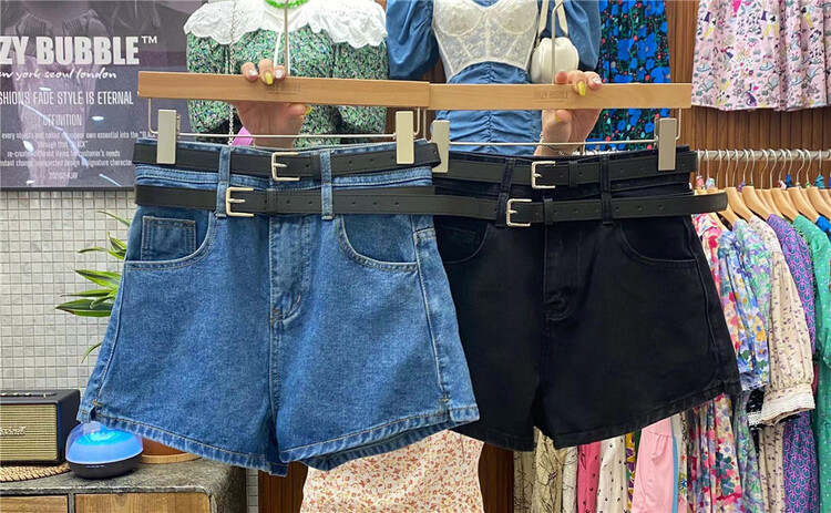 [suzybubble] Korean high waist loose fashion denim shorts (with belt) 239# WPL