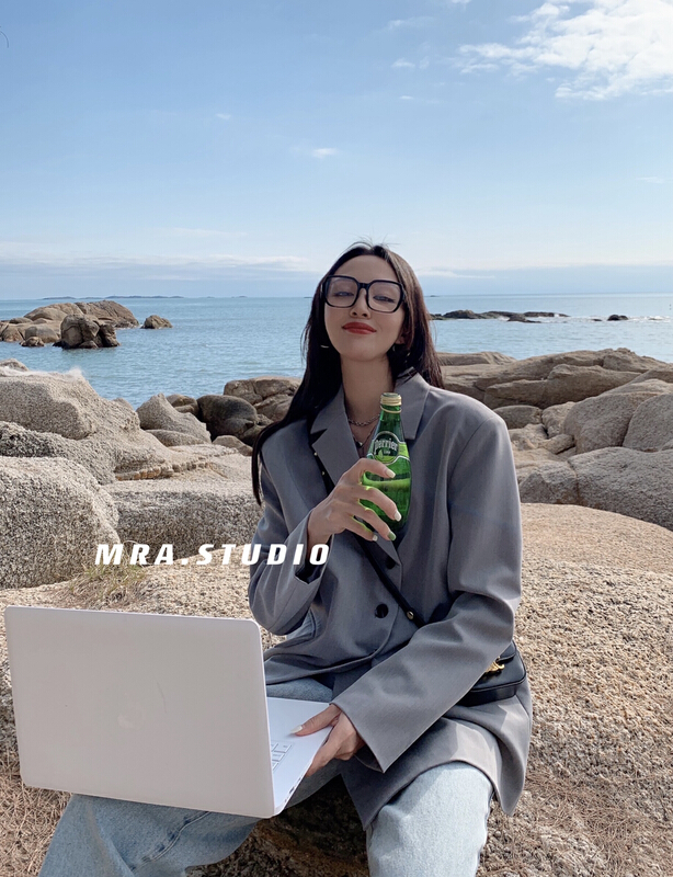 [MRA] temperament Fashion Button wide suit j2168# zxl