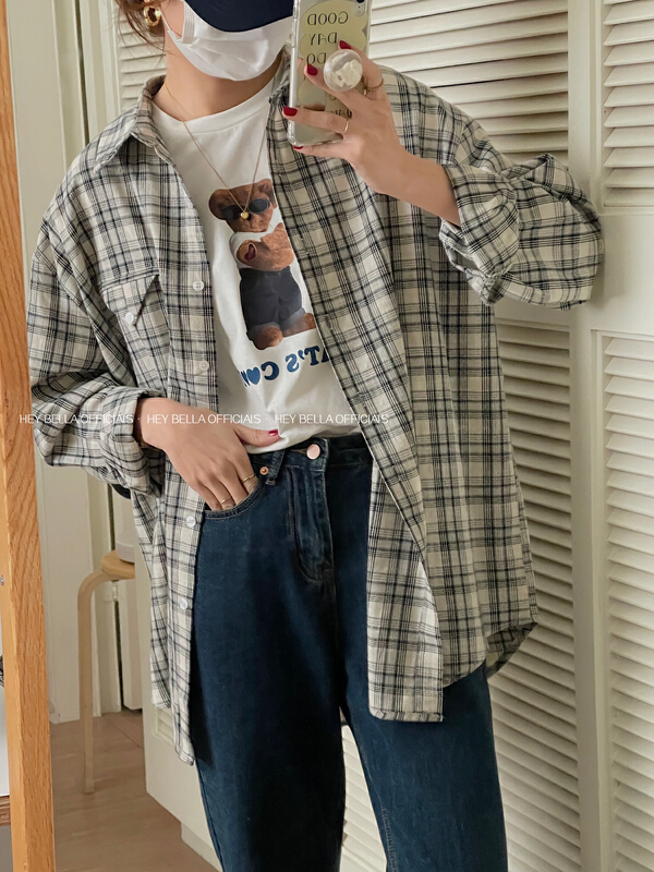 New year in early spring! [hey Bella] Plaid comfortable Korean shirt (only shirts) b22059# ll