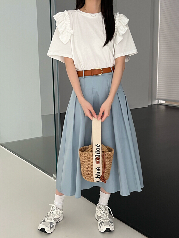New in early summer! [new open] fashionable medium length solid color skirt hq22661# zxl
