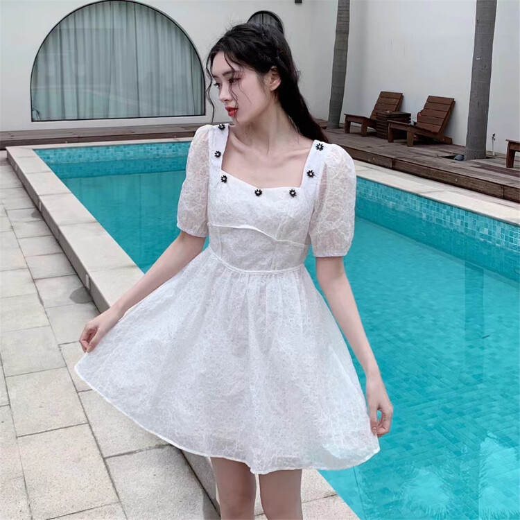 [AI Shang] Korean style small woman high waist dress 98002# hjy