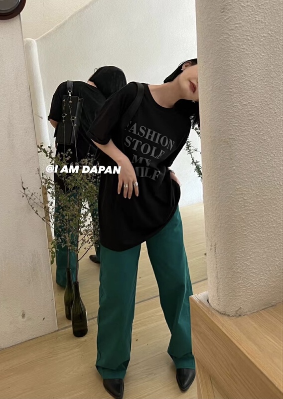 [I am Dapan] casual lettered short sleeve T-shirt 6982# zxl