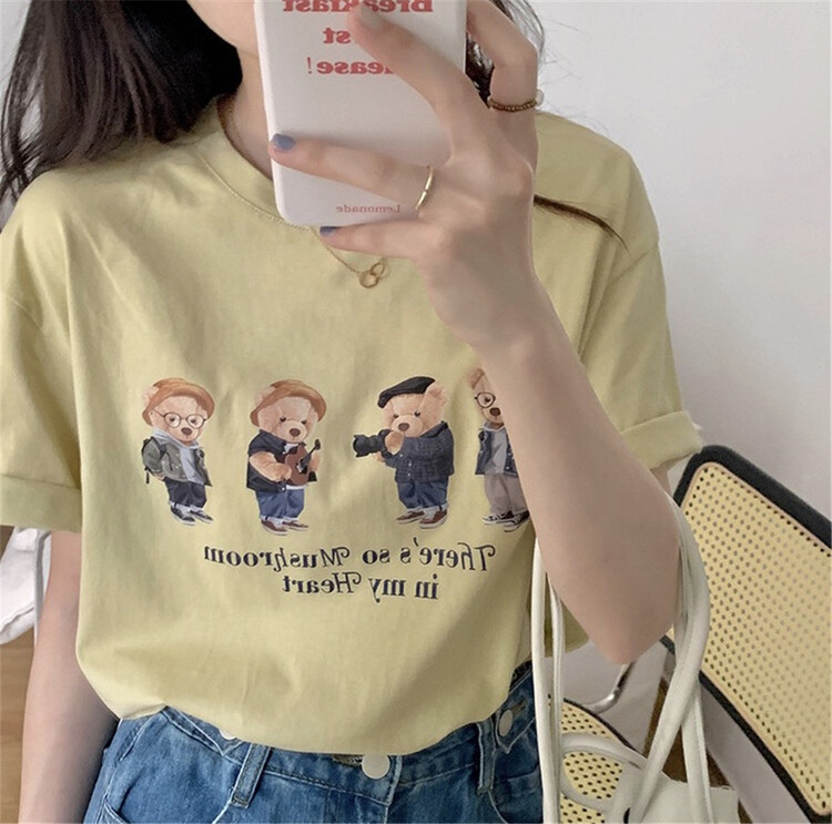 New in early summer! [miss sumey millet] Korean cartoon bear short sleeve T-shirt 2397# HBx