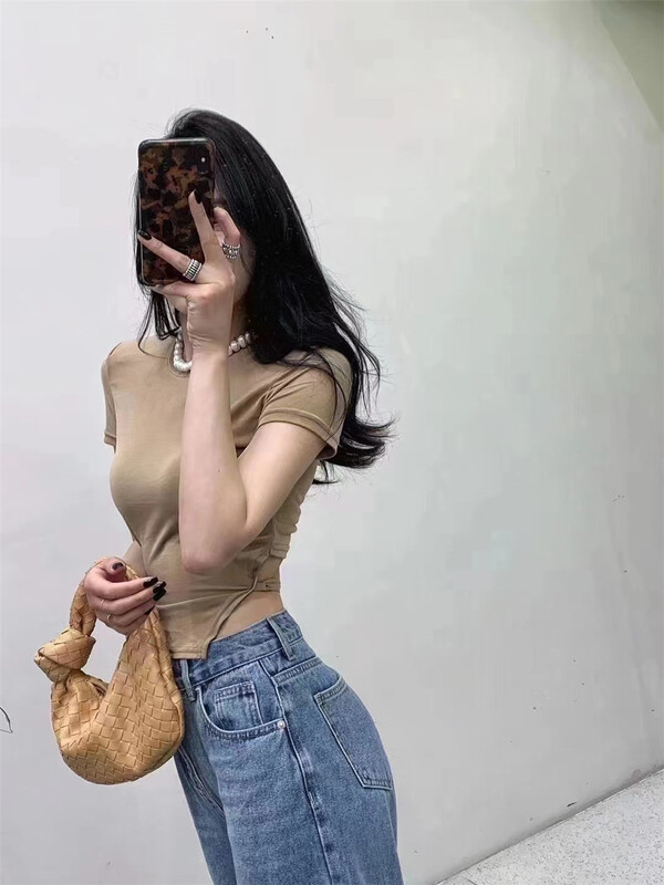 New in early summer! [Yan Zhen] simple and versatile solid color short sleeved T-shirt 53678# PCZ