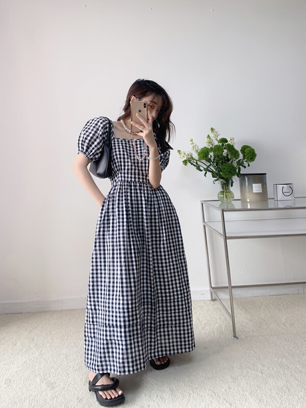 Live broadcast! [Vanessa] Korean long bubble sleeve shirt dress 6234# ozq