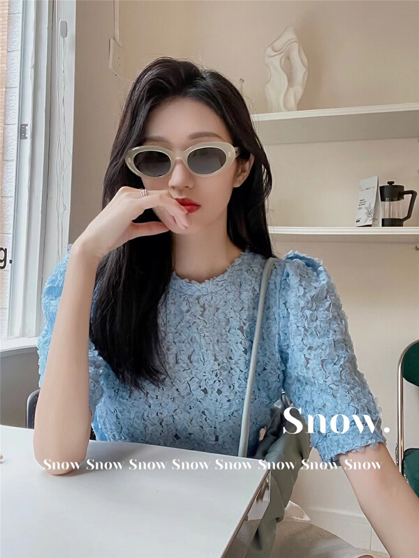 goods in stock! New in early summer! [snow] bubble sleeve simple temperament blouse 6306# zxl