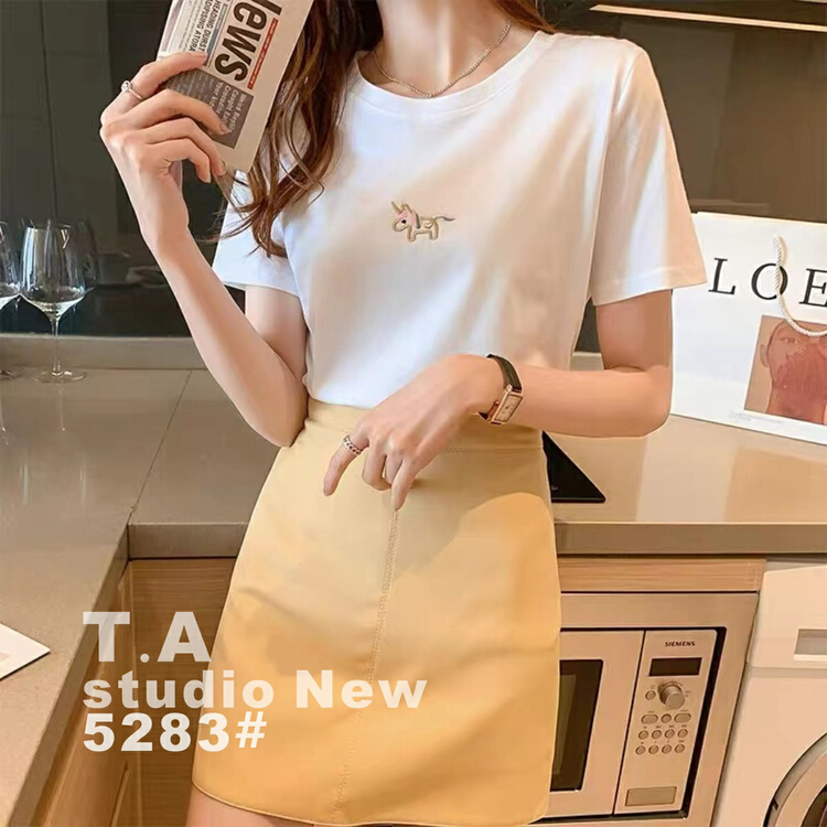 New year in early spring! [TA +] Korean high quality cartoon embroidered short sleeve T-shirt 5283# XYY