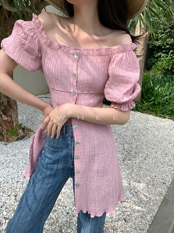 New year in early spring! [Xiu Xixi] retro simple single breasted elastic collar Pleated Dress 8077# zxx