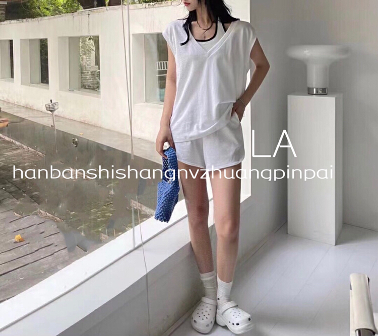 [laqssy] casual Top + simple Vest + comfortable sweatpants suit 1187# zyh