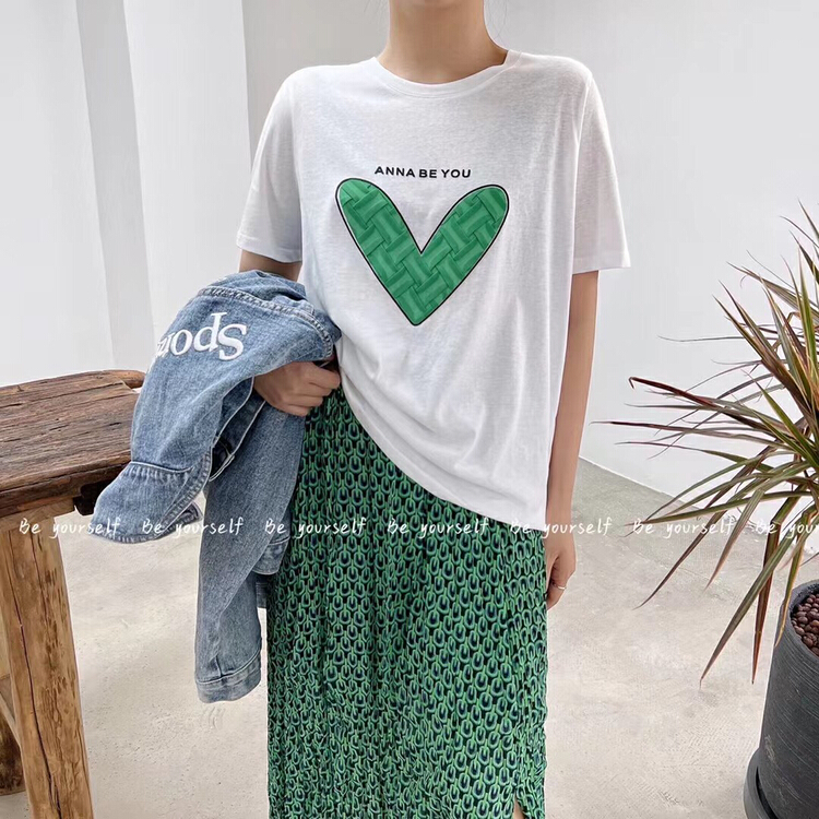 New in early summer! [be your self] Korean fashion three-dimensional love short sleeve T-shirt t66137# LSL