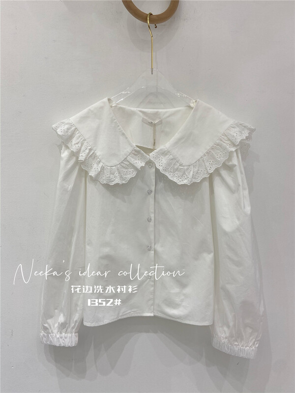 New year in early spring! [n.i.c] Navy collar fashion versatile shirt 1352# ll