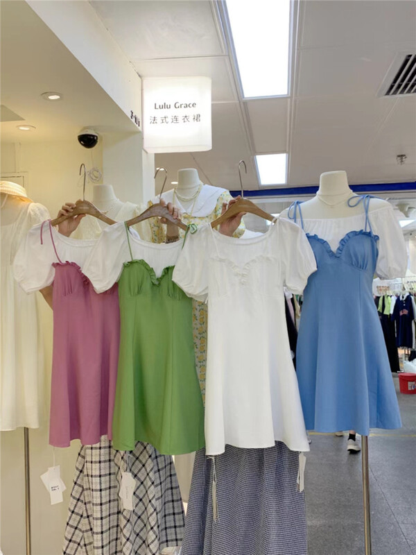 [Lulu grace] Korean sweet fake two piece bubble sleeve dress 6331# zjy