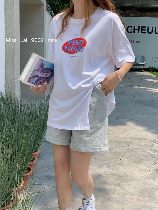 Live broadcast ⑦! [HH & miss Lai] Korean round neck loose short sleeve T-shirt (T-shirt only) 9002# L