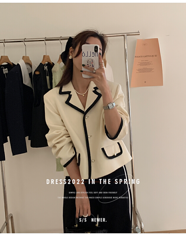 New year in early spring! [the mind] contrast color bonded small fragrance short coat 60198# XYJ