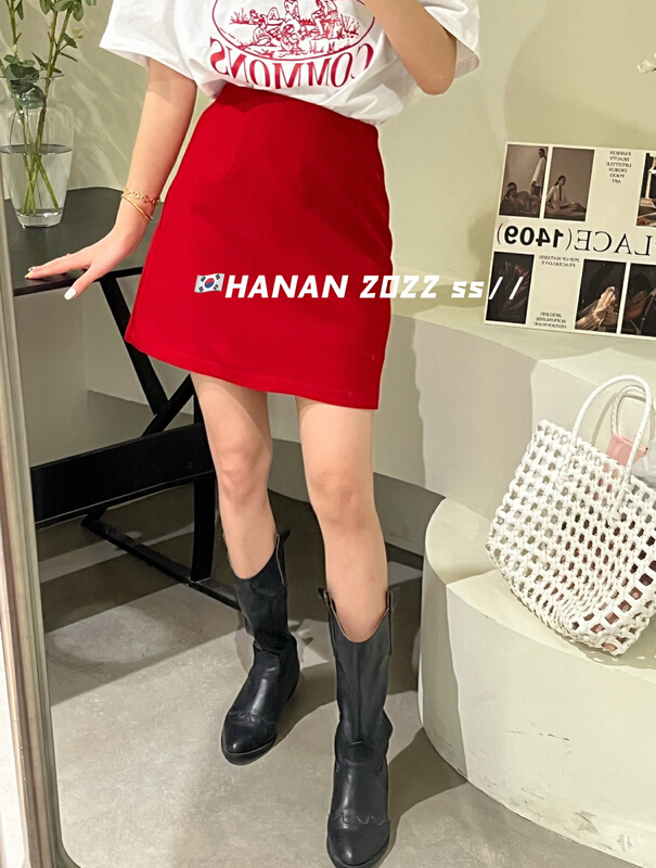 New year in early spring! [Hanan] Korean version simple and versatile light colored skirt 6797# Cl