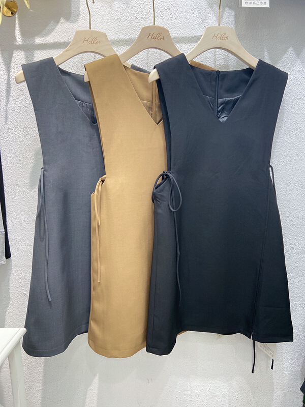 [Hello] Korean version careful machine side lace up vest dress (dress only) ys6226# lwy